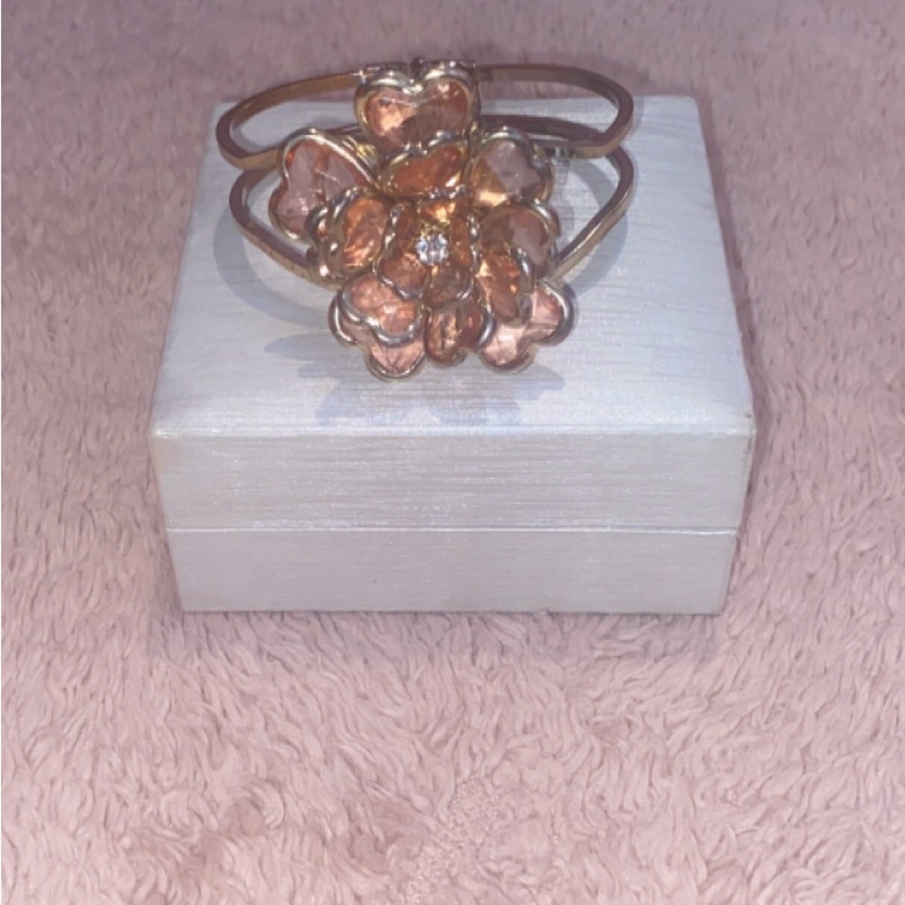 Floral Rose Gold-Tone Statement Cuff Bracelet